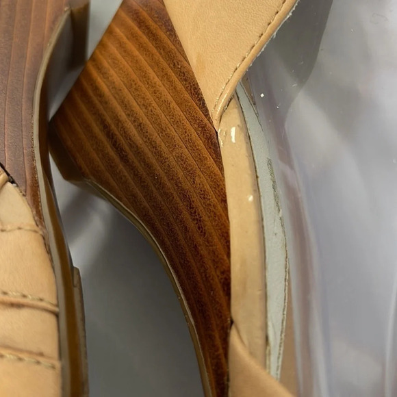 NATURALIZER Swirl Tan Leather Wedge Ankle Strap Shoes Cutout Coastal 6.5W - Picture 12 of 14